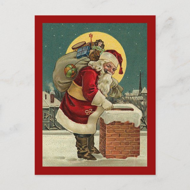 Vintage Santa Claus Toys Christmas Holiday Postcard (Front)