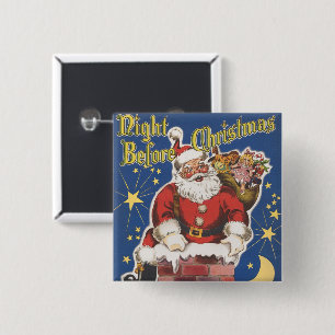 Vintage Santa Claus, Twas Night Before Christmas 15 Cm Square Badge