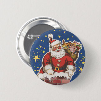 Vintage Santa Claus, Twas Night Before Christmas 6 Cm Round Badge