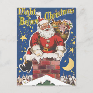 Vintage Santa Claus, Twas Night Before Christmas Holiday Postcard