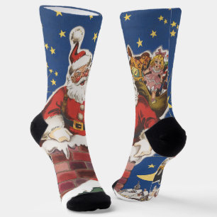 Vintage Santa Claus, Twas Night Before Christmas Socks