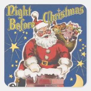 Vintage Santa Claus, Twas Night Before Christmas Square Sticker
