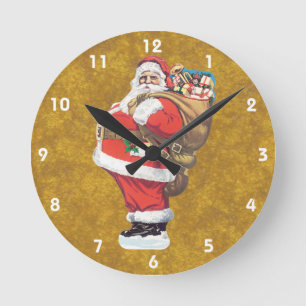 Vintage Santa Claus, Victorian Christmas die cut Round Clock