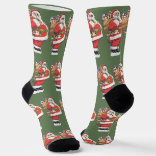 Vintage Santa Claus, Victorian Christmas die cut Socks