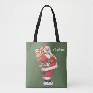 Vintage Santa Claus, Victorian Christmas die cut Tote Bag