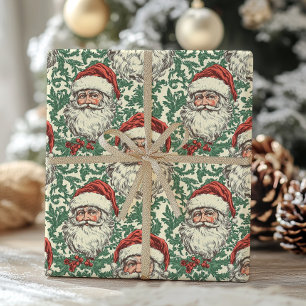 Vintage Santa Claus Victorian Christmas Toile  Wrapping Paper
