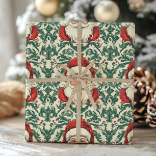 Vintage Santa Claus Victorian Toile Christmas  Wrapping Paper