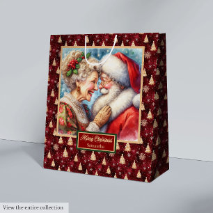 Vintage Santa Claus Watercolor Christmas Gift Bag