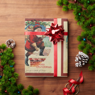 Vintage Santa Claus with Bag of Toys Christmas Wrapping Paper