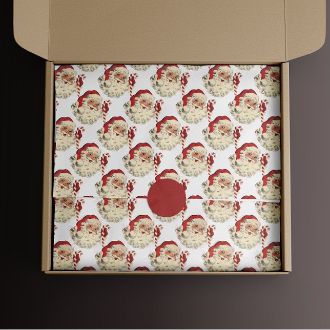 Vintage Santa Claus with Candy Cane. Tissue Paper (Creator Uploaded)
