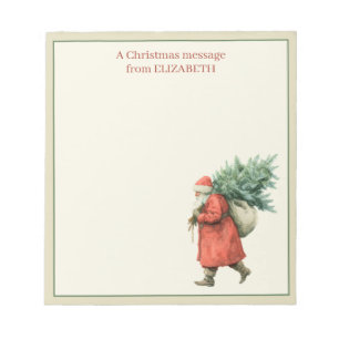 Vintage Santa Claus With Christmas Tree Notepad