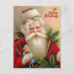 Vintage Santa Claus with Doll Holiday Postcard