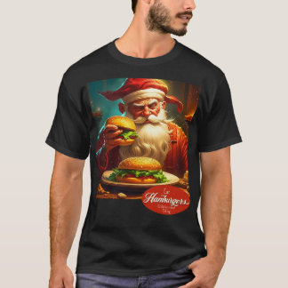 Vintage Santa Claus with Hamburger T-Shirt