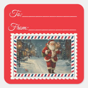 Vintage Santa Claus with Magic & Fairies Square St Sticker