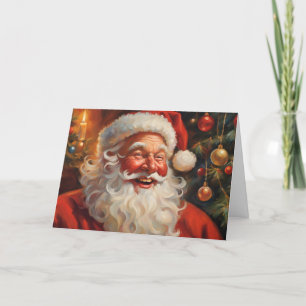 Vintage Santa Claus with Ornaments Holiday Card