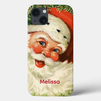 Vintage Santa Claus with Pine Wreath iPhone 13 Case