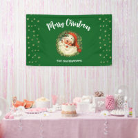 Vintage Santa Claus with Pine Wreath Christmas