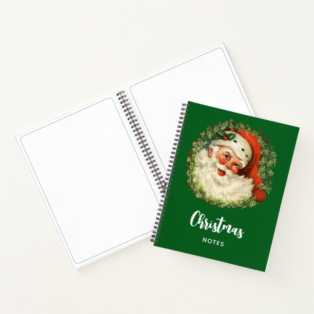 Vintage Santa Claus with Pine Wreath Notebook (Inside)