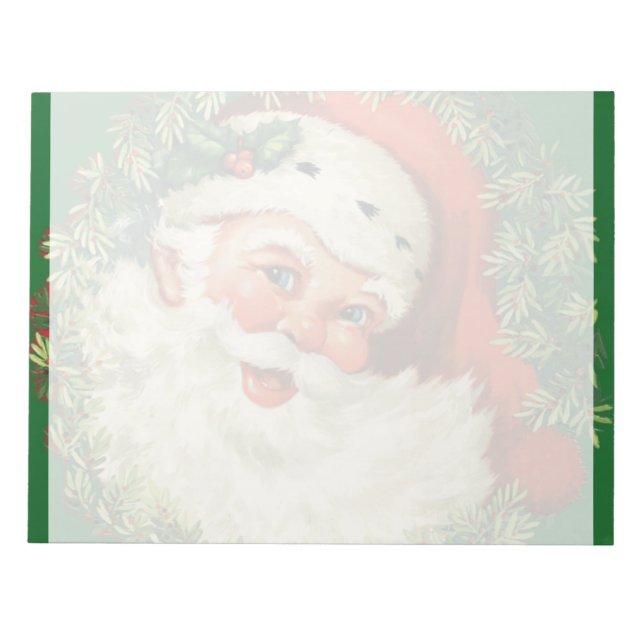 Vintage Santa Claus with Pine Wreath Notepad (Front)