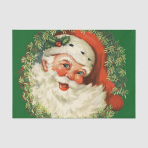 Vintage Santa Claus with Pine Wreath Tissue Paper