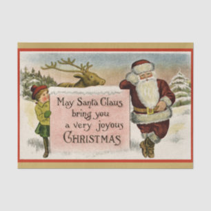 Vintage Santa Claus with Reindeer and Child  Tissue Paper