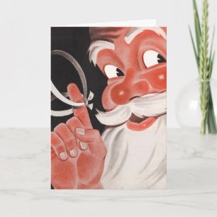 Vintage Santa Claus with Reminder String on Finger Holiday Card
