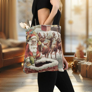 Vintage Santa Claus Womens Christmas Tote Bag