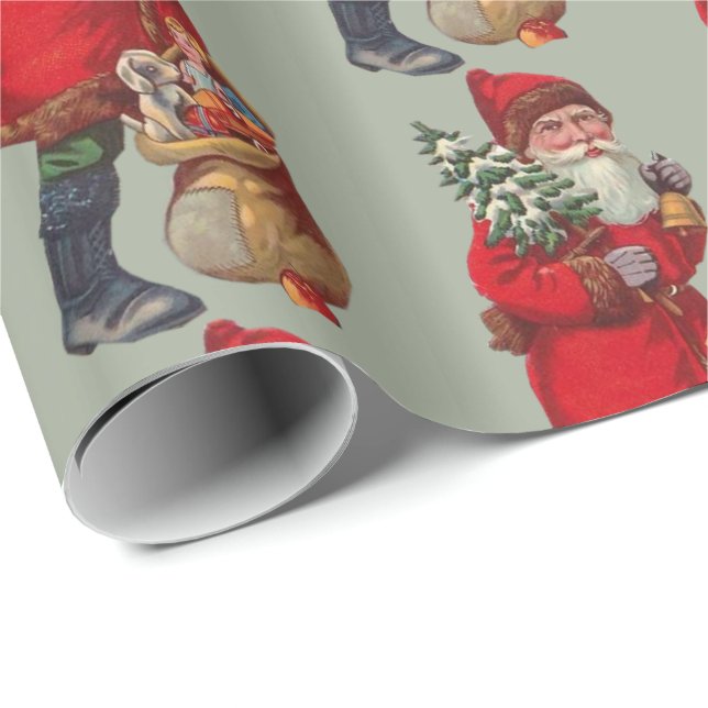 Vintage Santa Claus Wrapping Paper (Roll Corner)