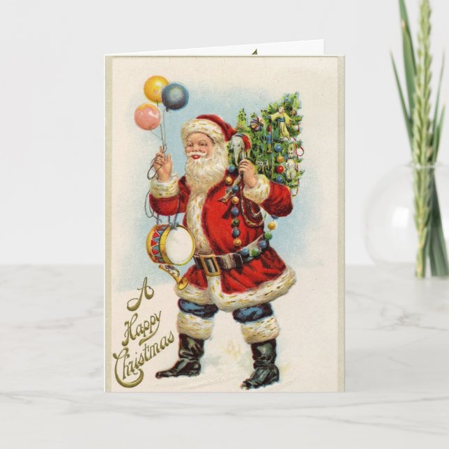 Vintage Santa Clause Christmas Greeting Invitation (Front)