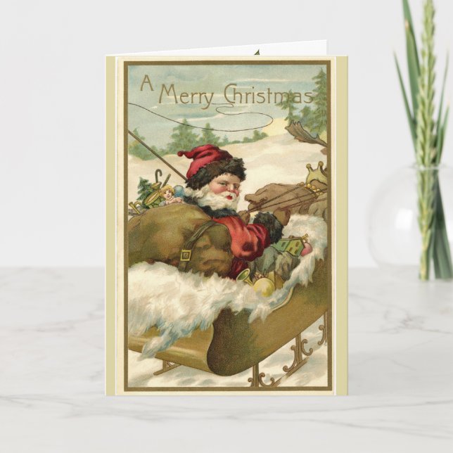 Vintage Santa Clause Christmas Greeting Invitation (Front)