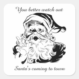 Vintage Santa Coming to Town Square Sticker