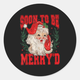 Vintage Santa Couple Christmas Soon To Be Merry’d  Classic Round Sticker