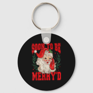 Vintage Santa Couple Christmas Soon To Be Merry’d Key Ring