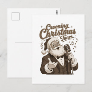 Vintage Santa Crooner Christmas Sweatshirt Postcard