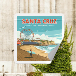 Vintage Santa Cruz California Square Sticker