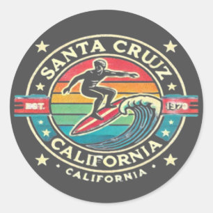 Vintage Santa Cruz Surf Vibes Classic Round Sticker