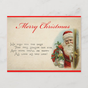 Vintage Santa Cute Christmas Poem Postcard