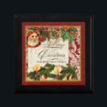 Vintage Santa Damask Holly Candle Chrismas Box<br><div class="desc">COLOR PALETTE: Classic Christmas red, green and gold set the tone for this collection. DESIGN COLLECTION: Vintage Santa Damask. Buy this as a gift for your own family or as a Christmas gift for friends, family or co-workers! It's so easy to customise the family name in the template field. The...</div>