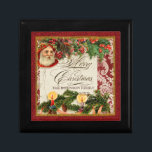 Vintage Santa Damask Holly Candle Chrismas Box<br><div class="desc">COLOR PALETTE: Classic Christmas red, green and gold set the tone for this collection. DESIGN COLLECTION: Vintage Santa Damask. Buy this as a gift for your own family or as a Christmas gift for friends, family or co-workers! It's so easy to customise the family name in the template field. The...</div>