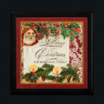 Vintage Santa Damask Holly Candle Chrismas Box<br><div class="desc">COLOR PALETTE: Classic Christmas red, green and gold set the tone for this collection. DESIGN COLLECTION: Vintage Santa Damask. Buy this as a gift for your own family or as a Christmas gift for friends, family or co-workers! It's so easy to customise the family name in the template field. The...</div>