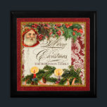 Vintage Santa Damask Holly Candle Chrismas Box<br><div class="desc">COLOR PALETTE: Classic Christmas red, green and gold set the tone for this collection. DESIGN COLLECTION: Vintage Santa Damask. Buy this as a gift for your own family or as a Christmas gift for friends, family or co-workers! It's so easy to customise the family name in the template field. The...</div>