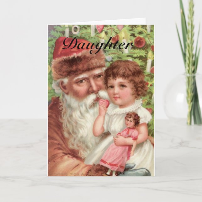 Vintage Santa Daughter Christmas Holiday Card (Front)