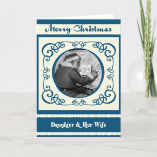 Vintage Santa Daughter & Her Wife Christmas Holiday Card