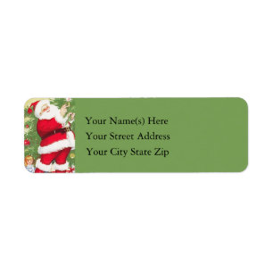 Vintage Santa Decorates Christmas Tree