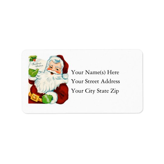 Vintage Santa Delivers Christmas Wishes Address Label