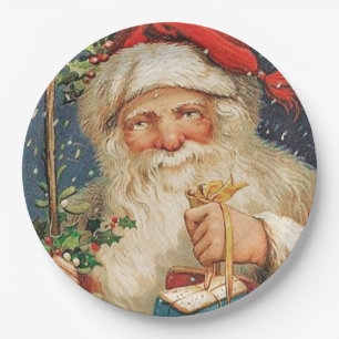 Vintage Santa Delivers Paper Plate