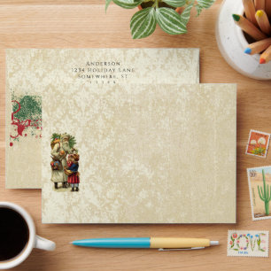 Vintage Santa Distressed Aged Damask Envelopes
