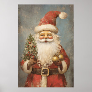 Vintage Santa Distressed Poster