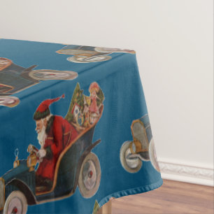 Vintage Santa Driving Car Tablecloth
