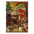 Vintage Santa, Elves and Gnomes Christmas Card